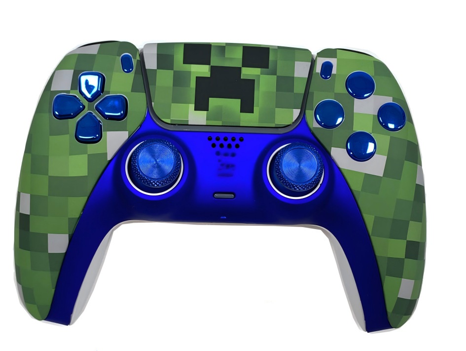 The "Pixel Creeper" Custom PS5 DualSense Controller (Cobalt Edition)